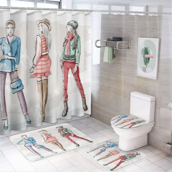 Young Women Clothes Sketch on a shower curtain