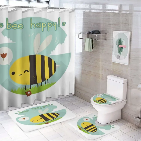 Bee Happy Doodle on a shower curtain
