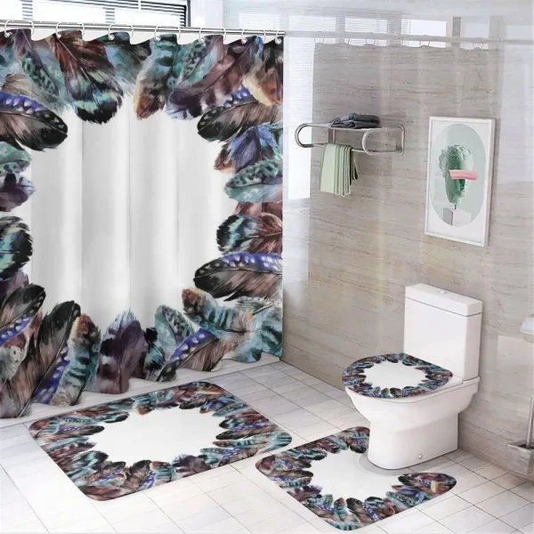 Bird Feathers Circle Art on a shower curtain