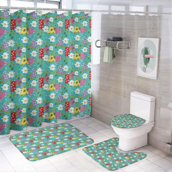 Circles Triangles Hearts on a shower curtain