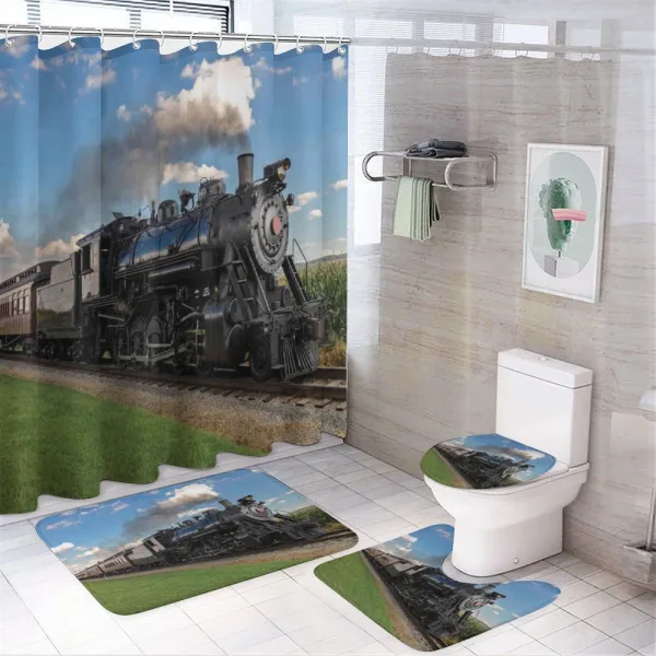 Countryside Train on a shower curtain