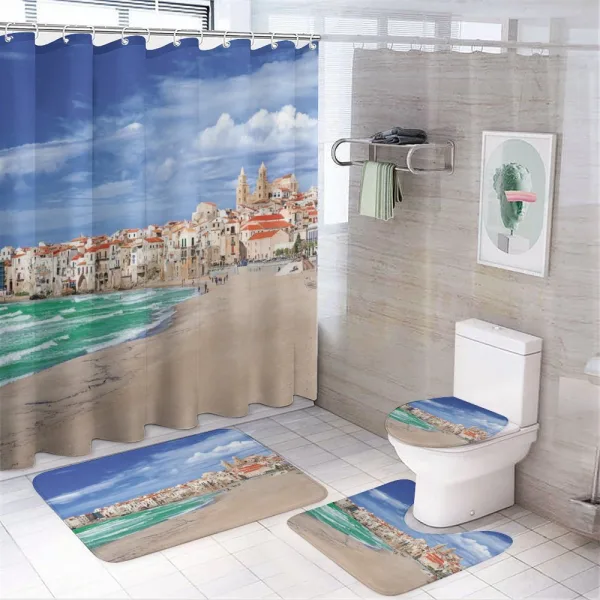 Dreamy Cefalu Beach Photo on a shower curtain