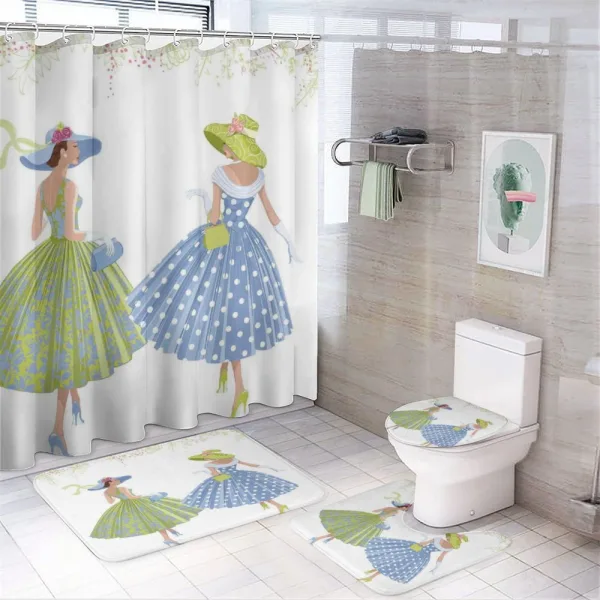 Dressed 2 Women on a shower curtain