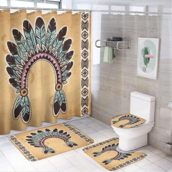Folkloric Aztec Headband on a shower curtain