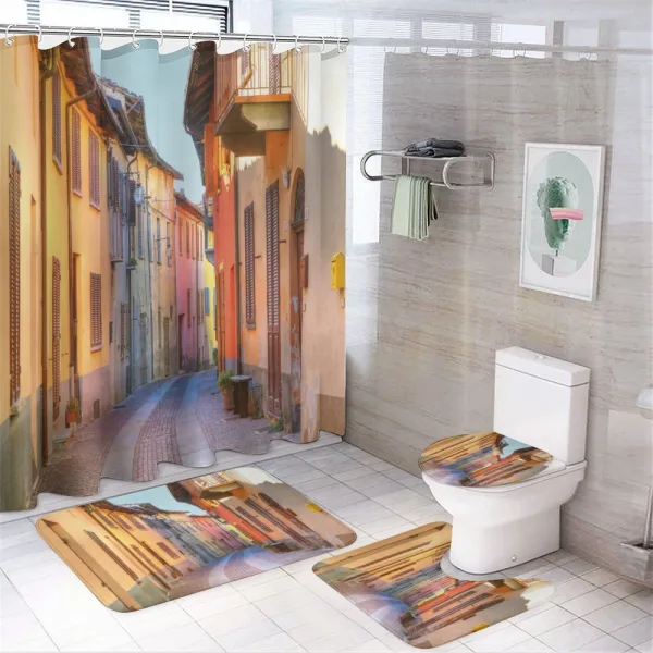 Narrow Paved Streets on a shower curtain