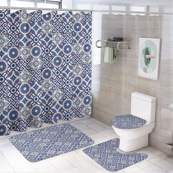 Old Retro Tiles on a shower curtain