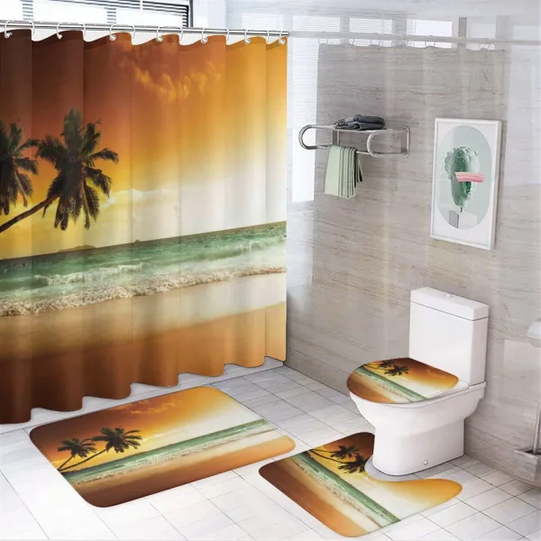 Palm Tree Exotic Beach on a shower curtain