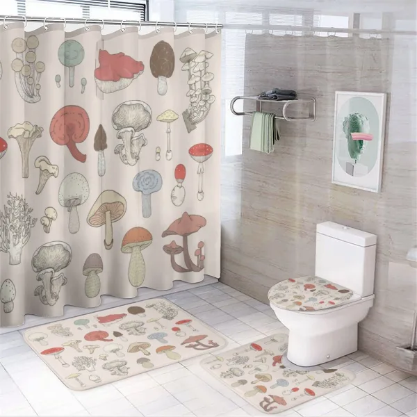 Pastel Various Mushrooms on a shower curtain