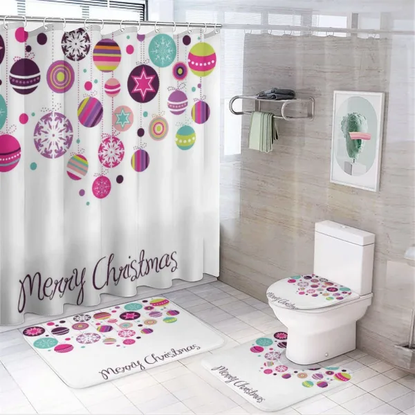 Retro Graphic Baubles on a shower curtain