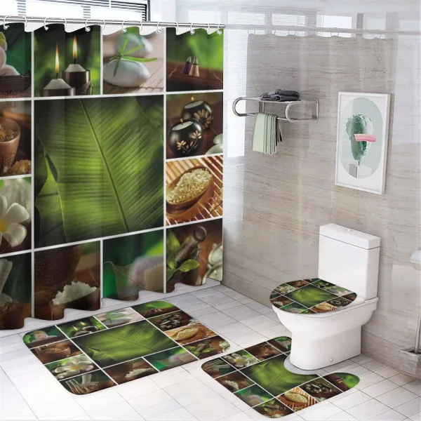 Stone Herbal Botanic Plant on a shower curtain