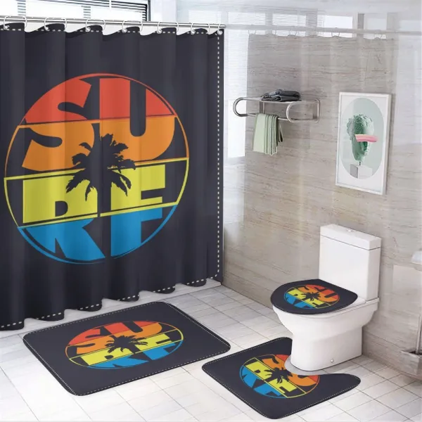 Surf Rainbow Colors Palm on a shower curtain