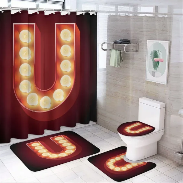 Uppercase Electricity on a shower curtain