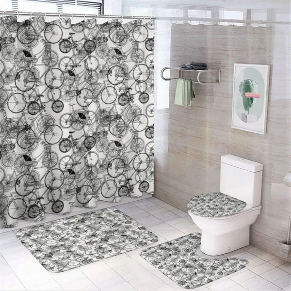 Vintage Retro Bicycle on a shower curtain