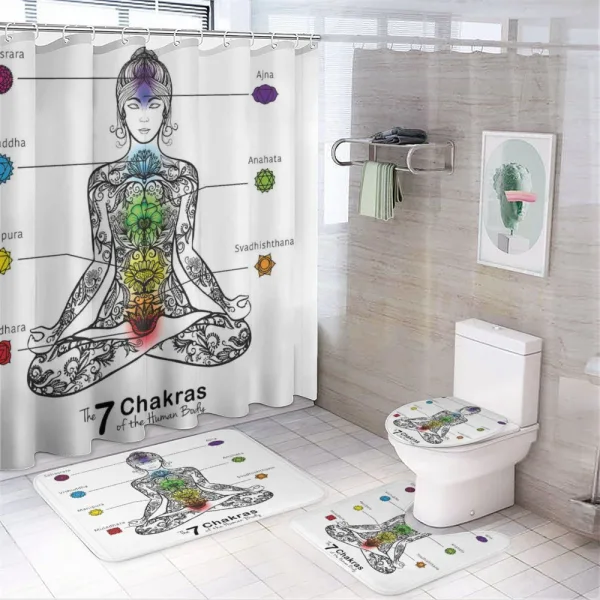 7 Chakra Signs Ornate on a shower curtain