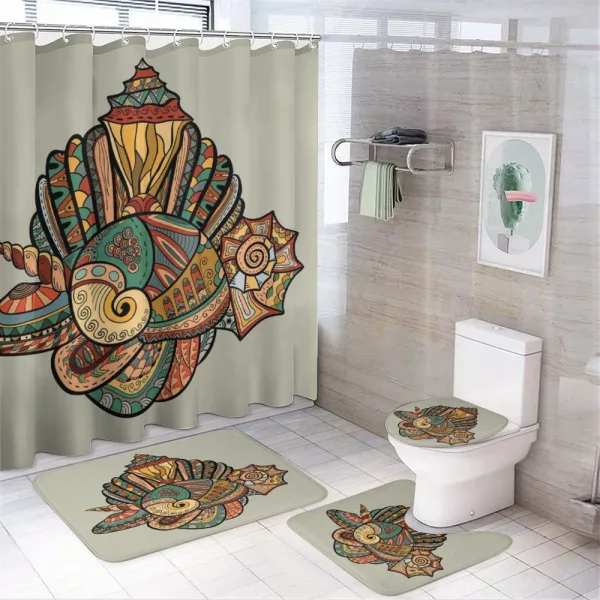 Abstract Seashell Art on a shower curtain