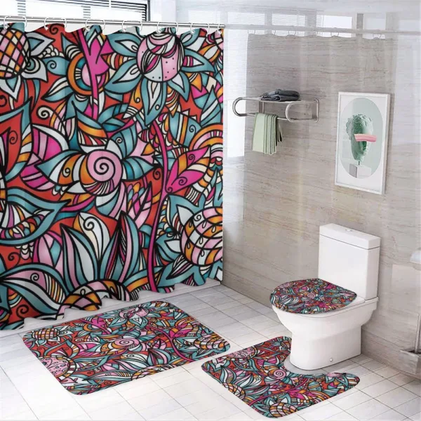 Abstract Sunflower on a shower curtain