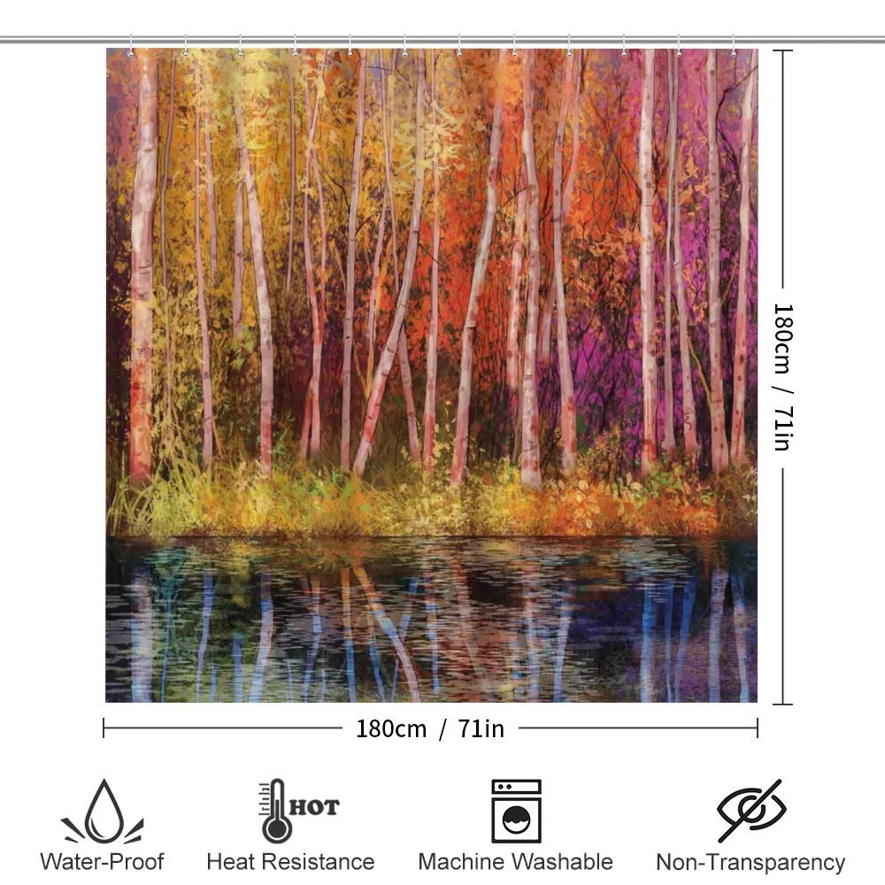 Autumn Trees by Lake — Detail 2