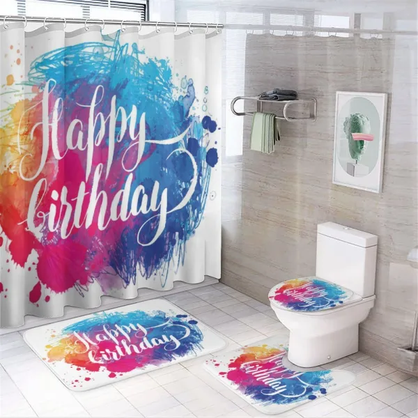 Birthday Message Colorful on a shower curtain