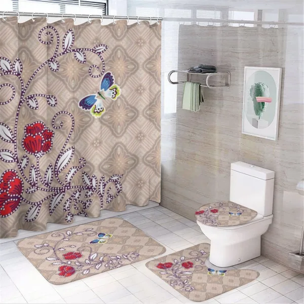 Blooming Flower Retro on a shower curtain