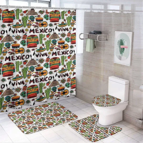 Cartoon Cactus Salsa on a shower curtain
