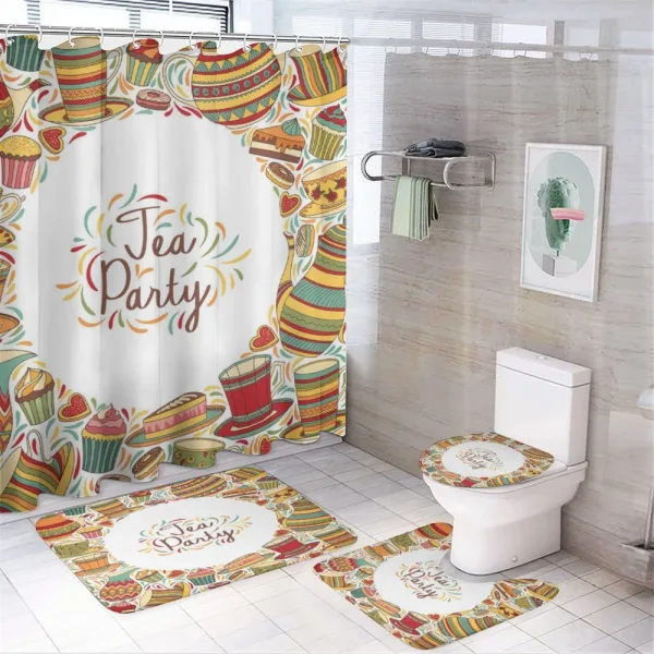 Cartoon Kitchenware on a shower curtain