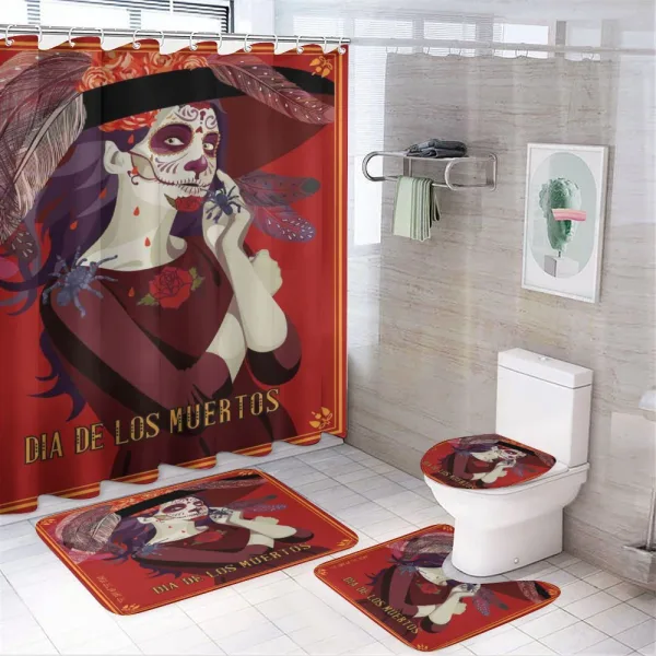 Dead Corpse Girl on a shower curtain