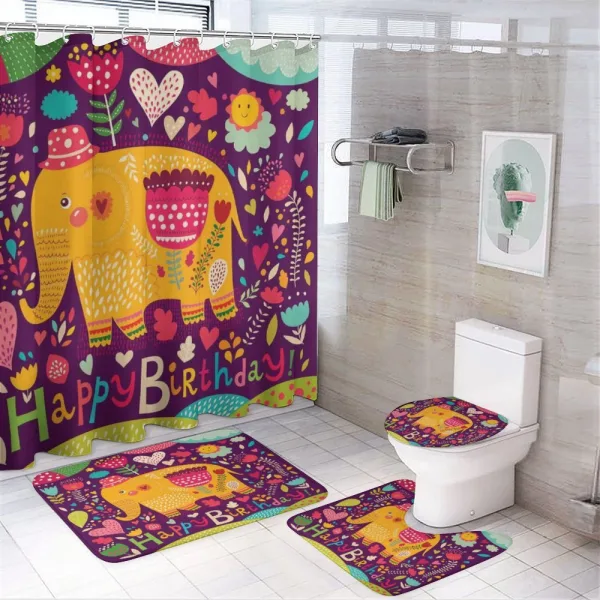 Doodle Birthday Animal on a shower curtain