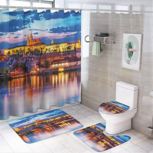 Evening in Prague on a shower curtain