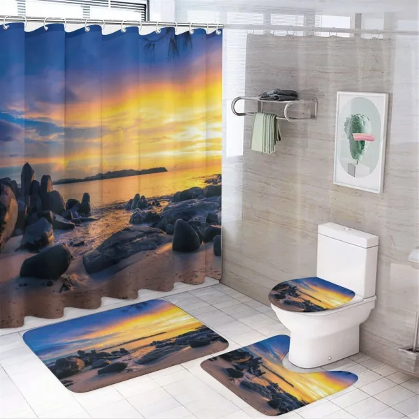 Horizon Sky Beach View on a shower curtain