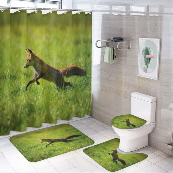 Jumping Animal Fresh Grass on a shower curtain