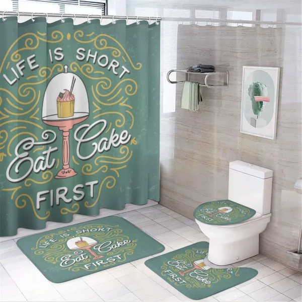 Life is Short Eat Cake First on a shower curtain