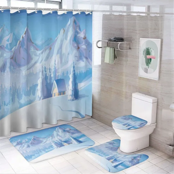 Little House Mountains on a shower curtain