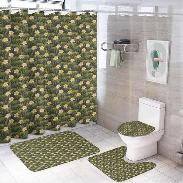Palm Leaves Summer Flowers on a shower curtain