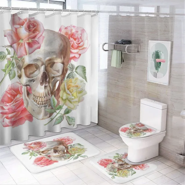 Tender Bloom Skull on a shower curtain