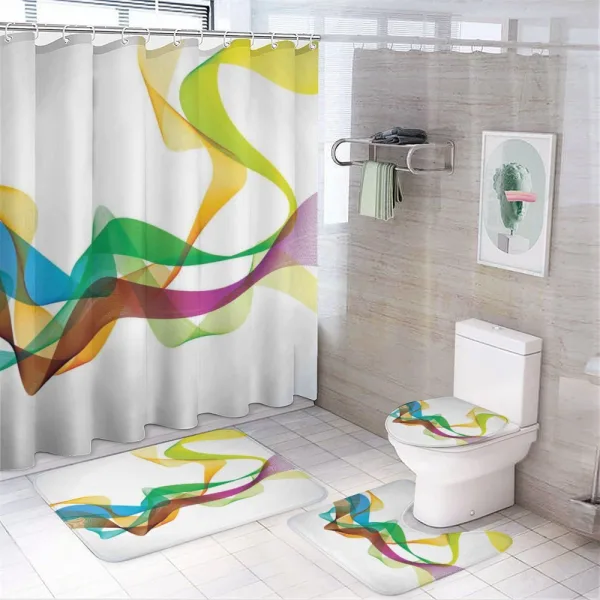Wavy Ribbon Rainbow on a shower curtain