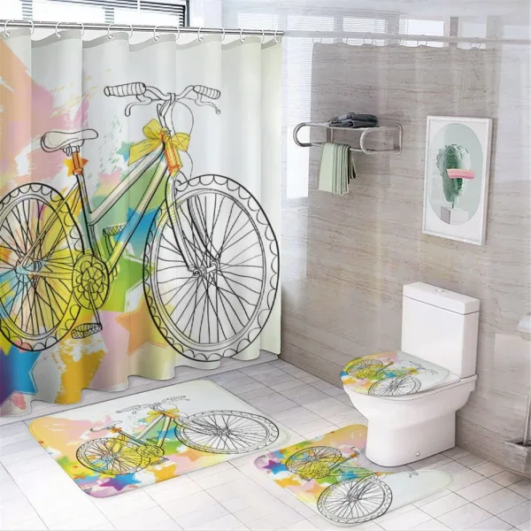 Abtract Colorful Bike on a shower curtain