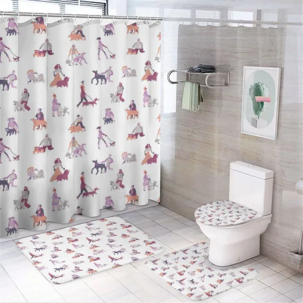 Dog Owners with Pets on a shower curtain