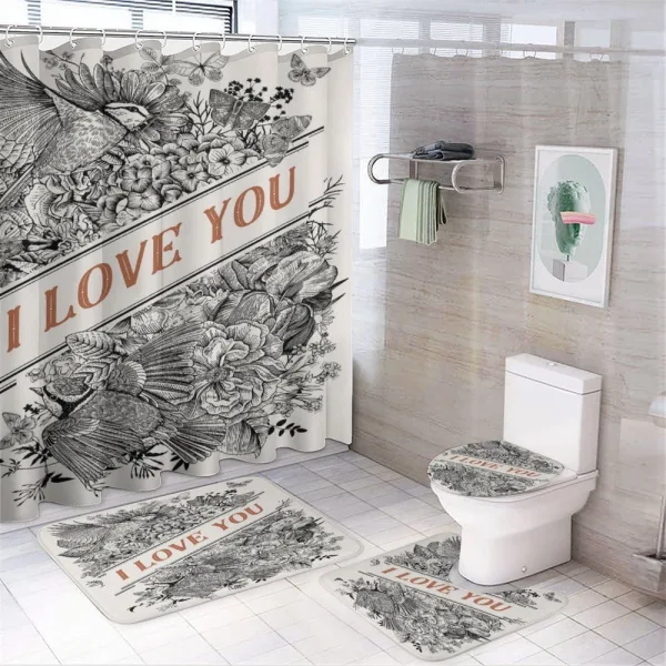 Engraved Flowers on a shower curtain