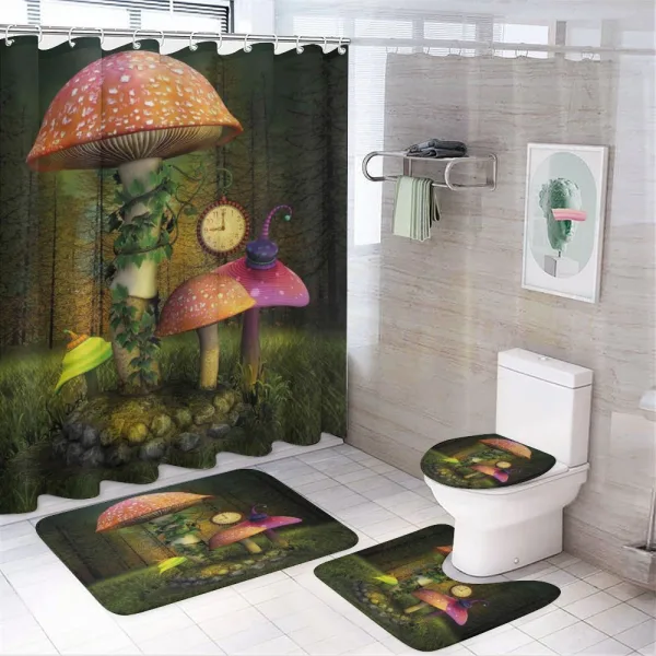 Giant Mushroom and Elve on a shower curtain
