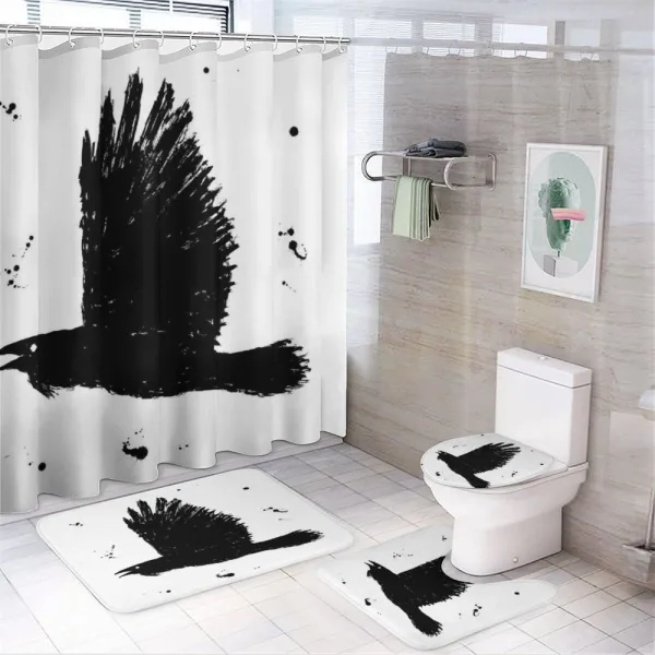 Gothic Ink Sketch Bird on a shower curtain