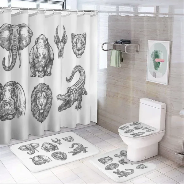 Hand-Drawn Zoo Animals on a shower curtain