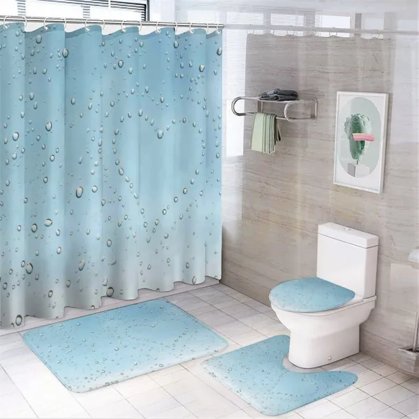 Heart from Droplets Rain on a shower curtain