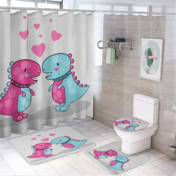 Lover Couple Hearts on a shower curtain