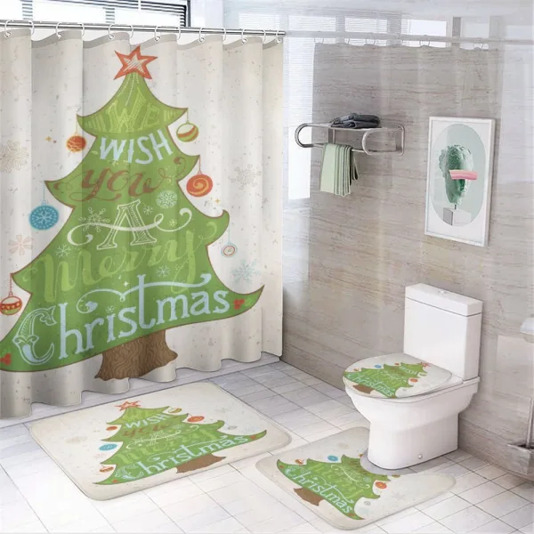 Merry Wish on Pine Tree on a shower curtain