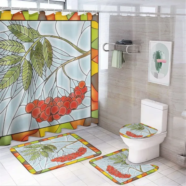 Rowan Branch Motif on a shower curtain