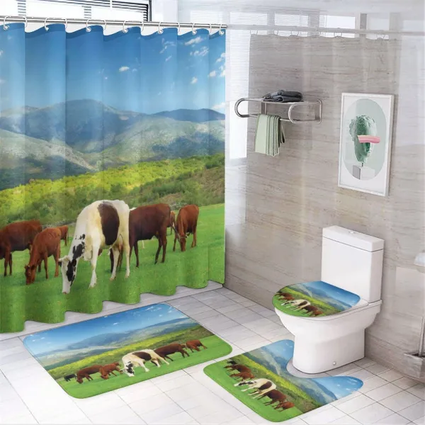 Spring Season Cottage on a shower curtain