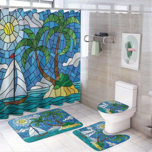 Stained Glass Mosaic Style on a shower curtain