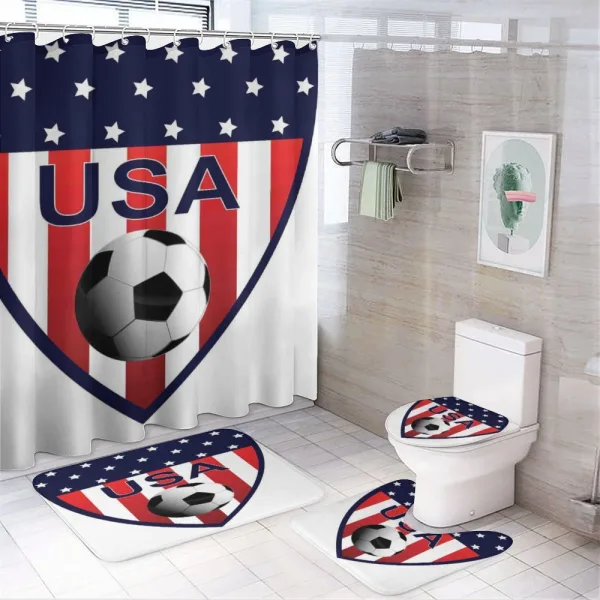 Stars and Vertical Stripes on a shower curtain