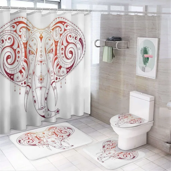 Stylized Drawn Elephant Head on a shower curtain
