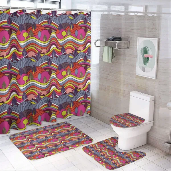Vivid Doodle Landscape on a shower curtain